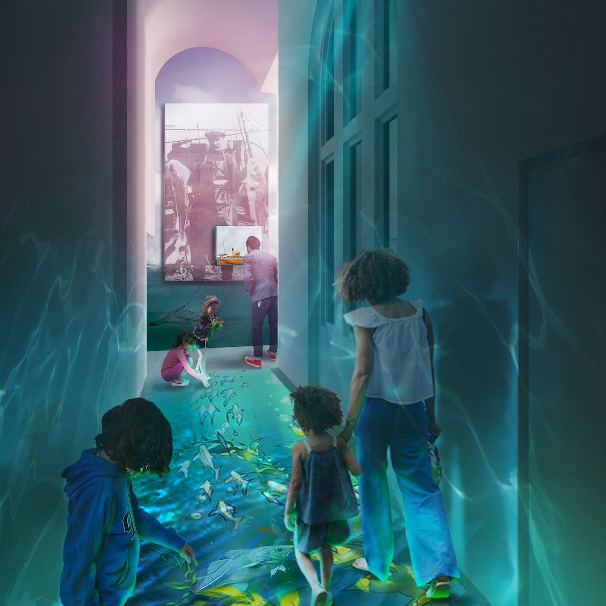 An artists' impression of walking on a sea bed in one of the new galleries at Hull Maritime Museum